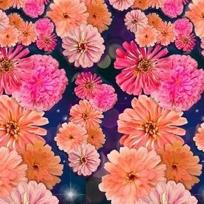 Zinnia Galaxy No. 1, Pink and Peach Flower Bouquet
