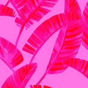 Modern Painterly Tropical Palm Leaf  - Hot Hot Pink