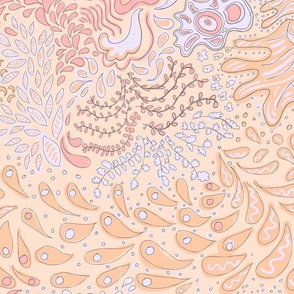 Orange lilac paisley fantasy