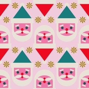 Santa heads ~ on pink