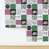 Grandma Bear//Merlot&Green - Wholecloth Cheater Quilt