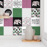 Grandma Bear//Merlot&Green - Wholecloth Cheater Quilt