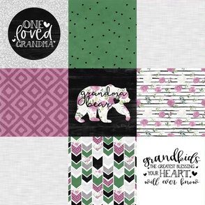 Grandma Bear//Merlot&Green - Wholecloth Cheater Quilt