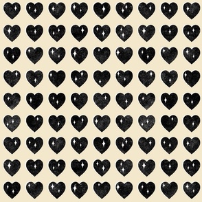 Love Hearts - large - black and cream 