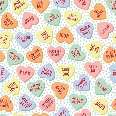 Love Heart Sweets Print Fabric, Wallpaper and Home Decor | Spoonflower