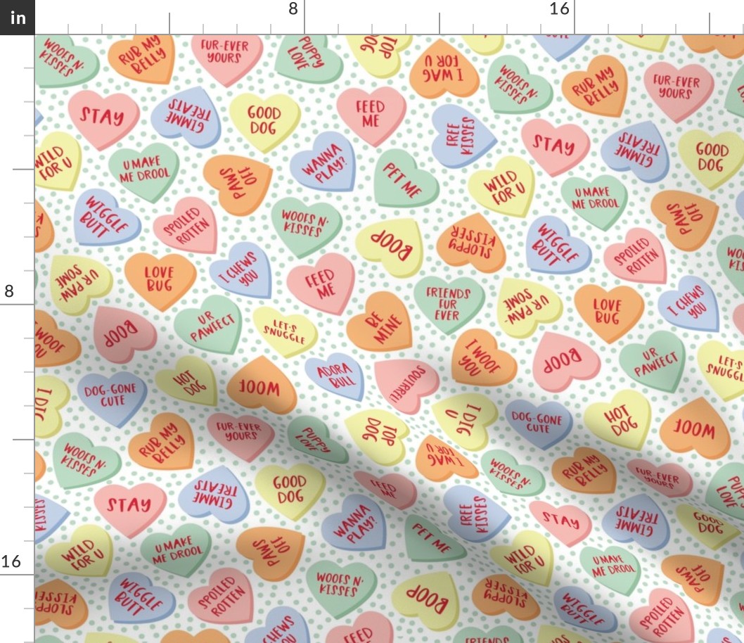 Canine Candy Hearts - Mint Dot, Large Scale