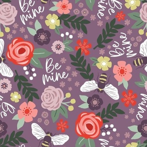 Be Mine Purple Floral - Large Scale