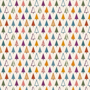 Modern Christmas trees in multi colors -small