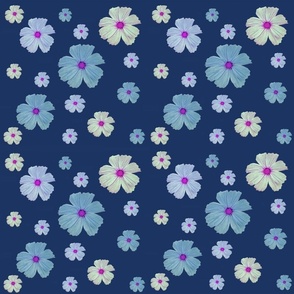 Retro Floral - Deep Blue 