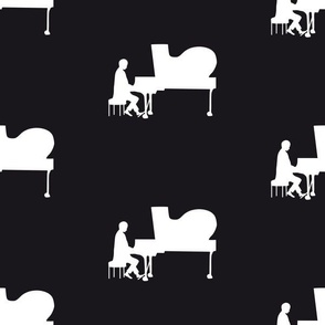 Piano Player  Pattern - white on black