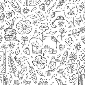 Kids’ safari coloring book wallpaper