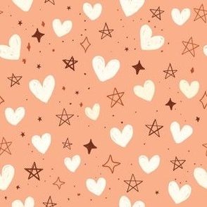 Hearts And stars In Peach 6x6