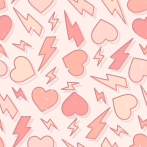 Lightning Bolts Retro Hearts Valentines