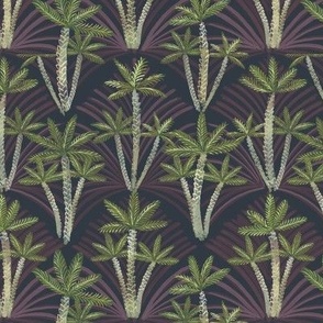 Deco Palm Trees and scallop edge in green, pink, and blue