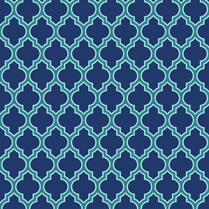 moroccan quatrefoil lattice in peacock