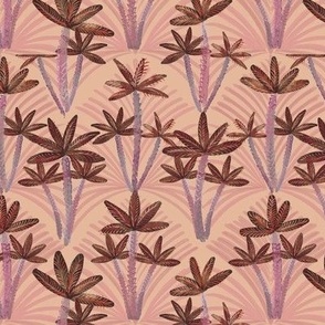 Deco Palm Trees and scallop edge in Pink on pink