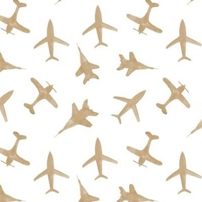 Earthy airplanes - watercolor beige air planes for travel inspiration 