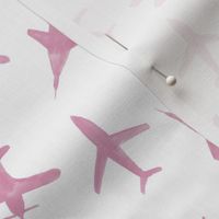 Blush pink airplanes - watercolor air planes for travel inspiration