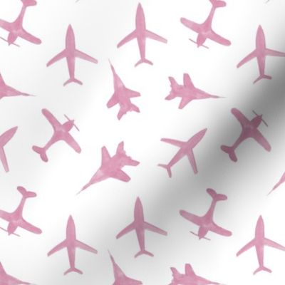 Blush pink airplanes - watercolor air planes for travel inspiration