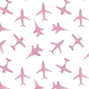Blush pink airplanes - watercolor air planes for travel inspiration