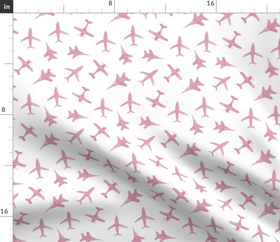 Blush pink airplanes - watercolor air planes for travel inspiration