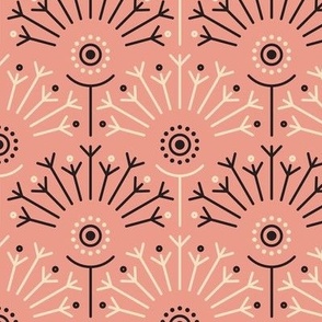 Abstract snowflakes on pink / 0281