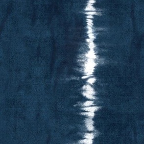 Shibori Stripe on Indigo Linen Pattern - 90 degree rotated 'Railroad' (xl scale) | Wide Ori Nui shibori stripes in dark blue, stitch resist shibori, indigo tie dye stripes, rustic stripes.