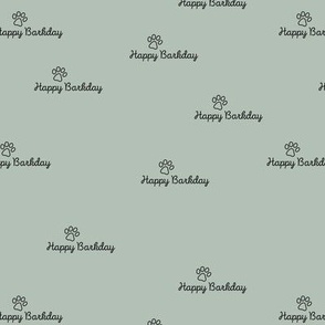Happy Barkday for your dog birthday or gotcha day sweet pet paw and text minimalist design on sage green 
