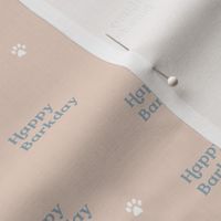 Happy Barkday seventies vintage typography and paws for dog birthday and gotcha day adoption cool gray in blush beige boys 