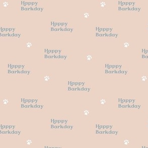 Happy Barkday seventies vintage typography and paws for dog birthday and gotcha day adoption cool gray in blush beige boys 
