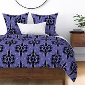 Black Cats Yoga Damask - Very Peri Pantone Color of the Year 2022 - periwinkle