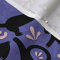 Black Cats Yoga Damask - Very Peri Pantone Color of the Year 2022 - periwinkle