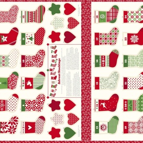 Cut and Sew DIY Advent Stocking Calendar Panel Red and Green