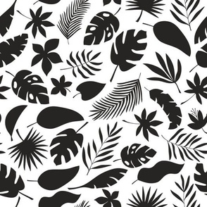 Monochrome tropical leaves