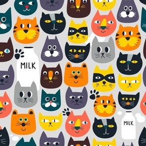 Cat faces and milk