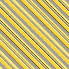 Diagonal Stripes of Wildflower Yellow with Mystic Grey and Jersey Butter