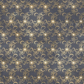 victorian blue and gold lace pattern