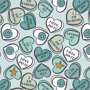 Candy Heart Affirmations Blue