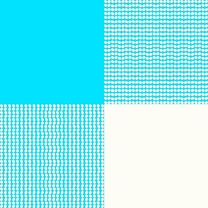 Fun Pearls and Dots Textured Buffalo Checks Summer Colors Mix Large Whimsical Funky Retro Checks Pattern in Bright Colors Baby Malibu Blue Green Turquoise 4CE1FF Natural White Ivory FEFDF4 Fresh Modern Geometric Abstract