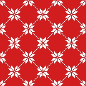 Retro Christmas nordic star check red