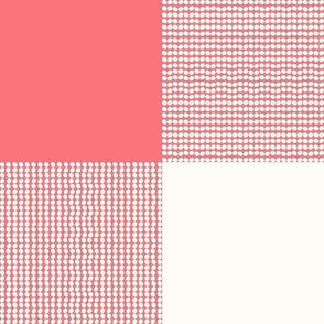 Fun Pearls and Dots Textured Buffalo Checks Summer Colors Mix Large Whimsical Funky Retro Checks Pattern in Bright Colors Baby Watermelon Pink Coral DF737B Natural White Ivory FEFDF4 Fresh Modern Geometric Abstract