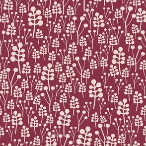 Beautiful hand drawn silhouette berry buds pattern 