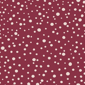 Retro red and off white abstract polka dots pattern