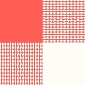 Fun Pearls and Dots Textured Buffalo Checks Summer Colors Mix Large Whimsical Funky Retro Checks Pattern in Bright Colors Baby Coral Red EC5E57 Natural White Ivory FEFDF4 Fresh Modern Geometric Abstract