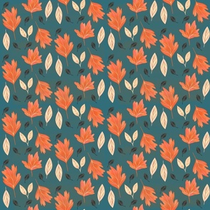 Autumn Leaves, teal, small