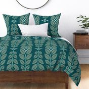 Cortlan - Retro Leaf Geometric Dark Teal and Green Jumbo Scale