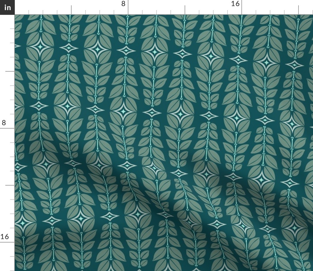 Cortlan - Retro Leaf Geometric Dark Teal and Green Regular Scale