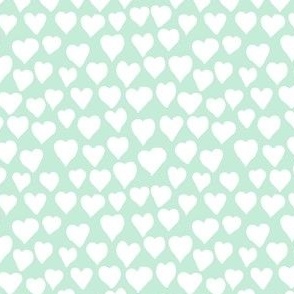 Leaky Hearts white on mint