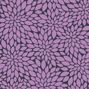 Dahlia Blossoms Pattern - Dusty Lilac and Charcoal