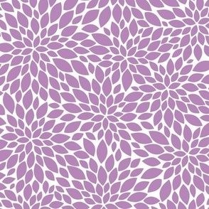 Dahlia Blossoms Pattern - Dusty Lilac and White